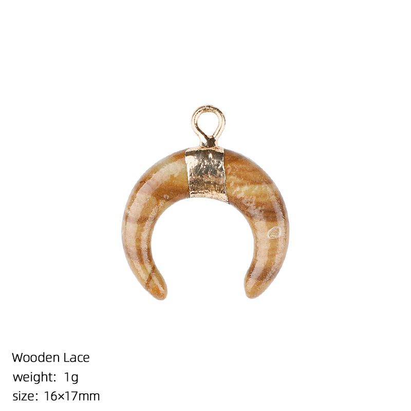 1440 Pingente de lua de cristal natural artesanal pulseira colar brincos dourados único pendurado tipo C chifre de pedra natural