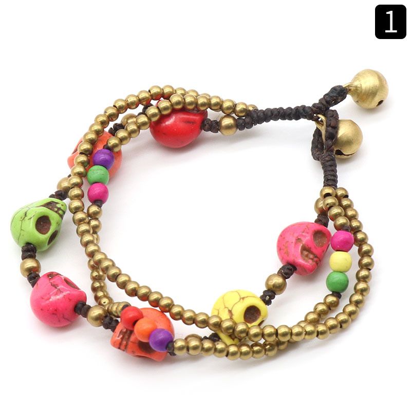 1155-Colorido Turquesa Crânio Pulseira desejo AliExpress Ebay Transfronteiriço Jóias Pulseira