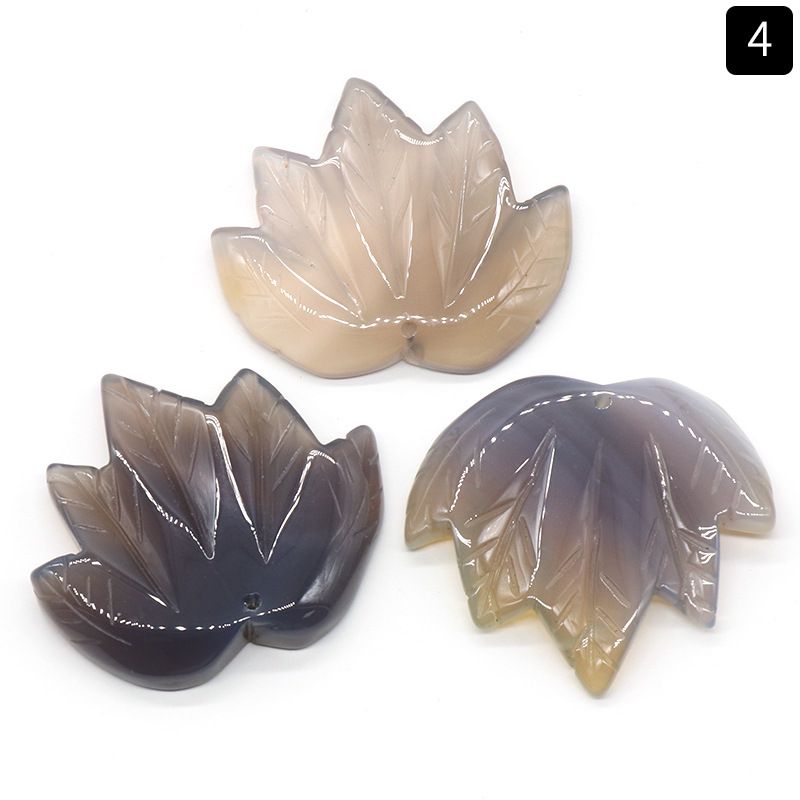 1450-50Mm Folha de bordo Pingente Grande Cristal Natural Pedra de Ágata Indiana Folha Esculpida DIY Ornamento de bordo