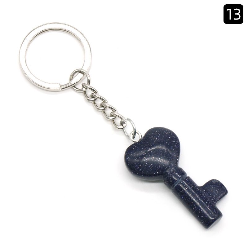 1569 - Chaveiro de Coração de Cristal Natural Chaveiro de Coração Pingente de Fechadura em Forma de Coração DIY Acessório Criativo de Pingente
