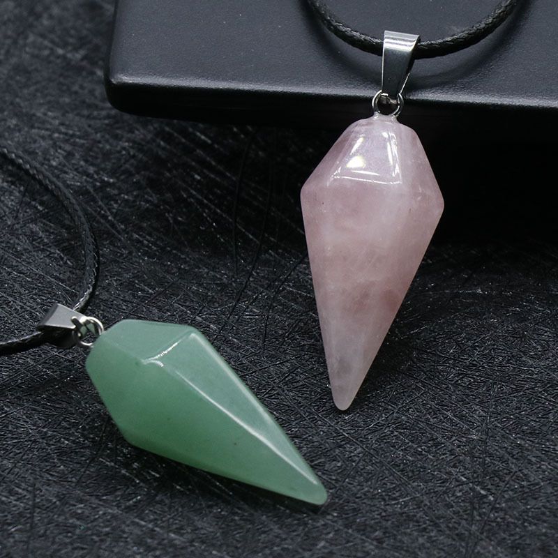 Pingente de Cristal Natural Hexagonal Cone Cônico Hexagonal Rômbolo Pêndulo eBay AliExpress Jóias