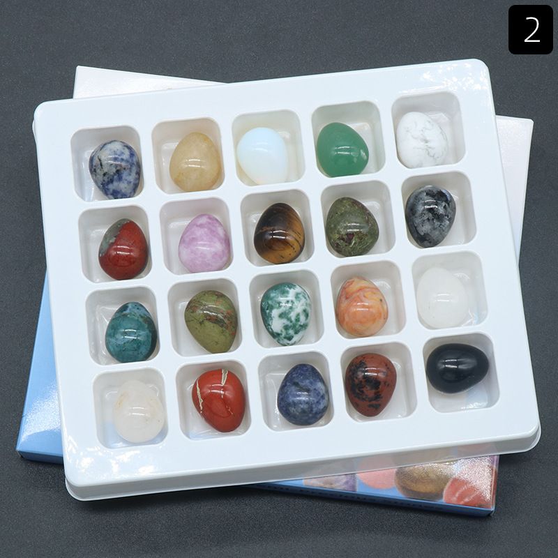 Mini caixa de cor de ovo pequena de ágata de cristal 1438-20Mm com 12 peças e 20 ovos de páscoa