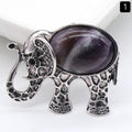 Pingente de gema broche de elefante, concha de ágata de cristal com colar de pino de pingente de pedra preciosa