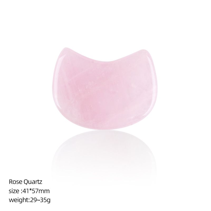 60Mm cabeça de gato pó natural ornamento de cristal facial elevador massageador crescente gatinho cristal rosa produtos de beleza