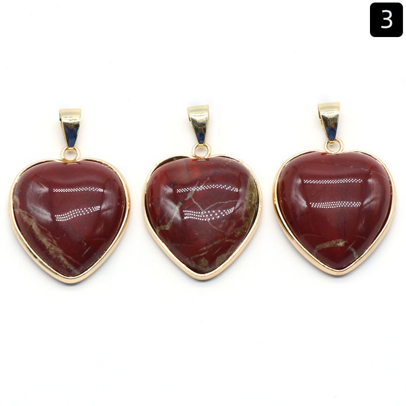 1514-Pingente de bainha de amor, cristal de ágata natural pedra semipreciosa colar de coração com bainha de ouro.