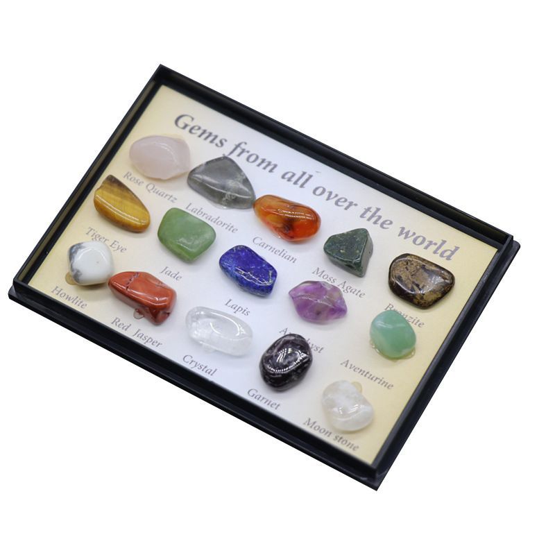 15 Minijoias de Ágata de Cristal, Pedra de Polimento de Rocha Mineral de Minério, Minério de Caixa de Ensino de Geologia