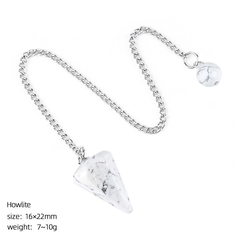 Pingente de cristal natural Coluna hexagonal gravada em pedra natural Acessórios de ioga Frequência ajustável pêndulo de ametista