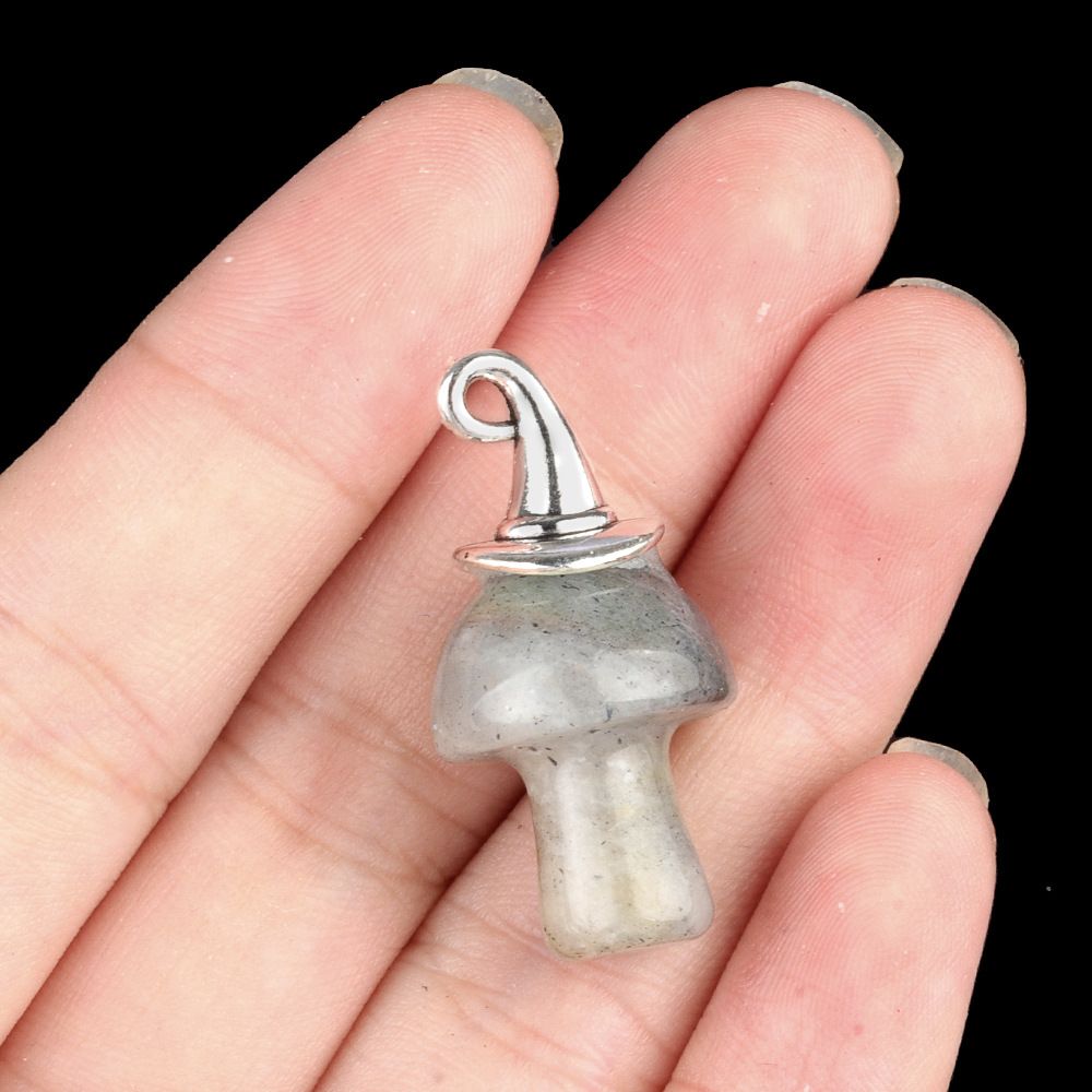 1963-Ágata de cristal natural pedra semipreciosa ametista mágica chapéu de Natal cogumelo pingente acessórios de jóias DIY