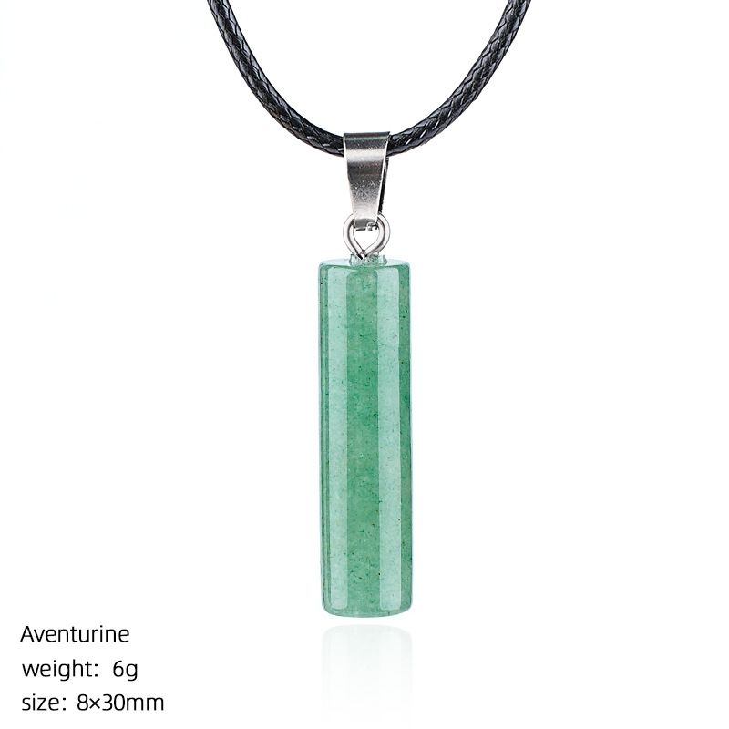 Colar cilíndrico de cristal natural 30Mm transfronteiriço europeu e americano estilo simples ágata escultura em pedra bruta pingente cilíndrico de pedra preciosa