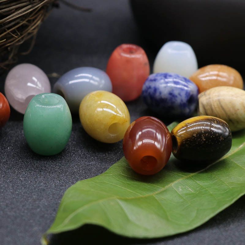 326-Grandes Buracos Grânulos Cristal Ágata Jade Barrel Grânulos Grandes Buracos Soltos 16 × 18mm Abertura 5mm Acessórios para Jóias