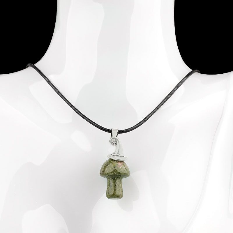 Pingente De Cogumelo De Chapéu De Bruxa De Cristal Natural