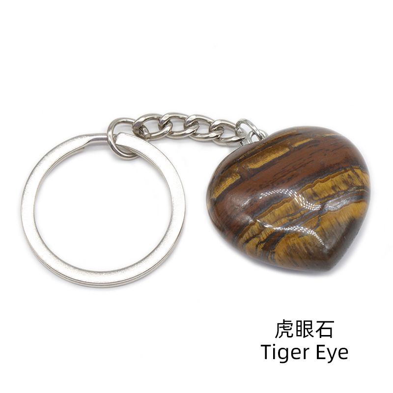 Pedra de ágata de cristal natural 30mm chaveiro do amor, pingente em forma de coração DIY caixa de presente acessórios de jóias