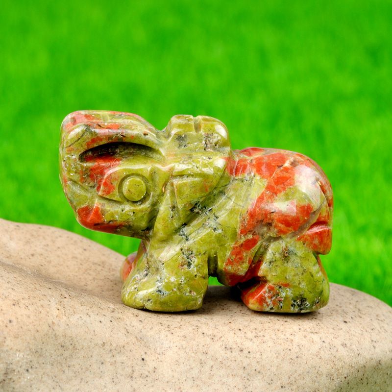 1 polegada escultura animal elefante, pó natural cristal ágata jade escultura animal elefante artesanato ornamento transfronteiriço