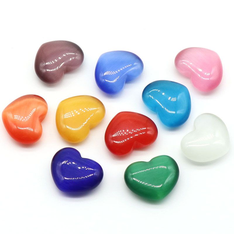 1258-Opala coração grande 30mm enfeite de pedra solto em forma de coração colorido pêssego alça de mão de doce DIY cor de jóias