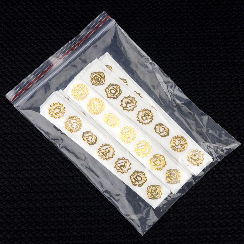 Adesivo de metal com símbolo de chakra 6130, adesivo de cobre com símbolo de ioga 7PCS 1-1.3 cm