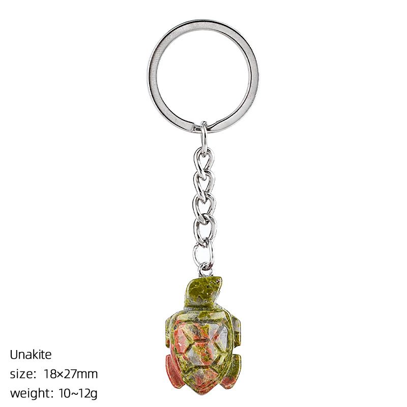 Natural cristal tartaruga chaveiro saco animal acessórios do carro pedra bruta escultura pedra semi-preciosa tartaruga pingente