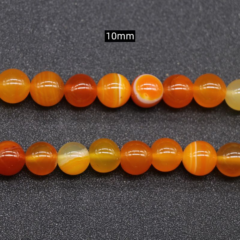 Ágata laranja listrado ágata contas redondas contas soltas DIY pulseira de contas colar acessórios de jóias trabalho em andamento atacado