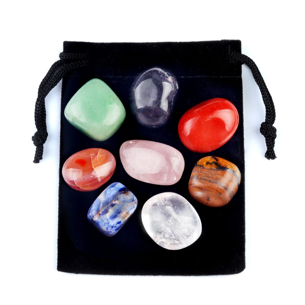 1536-Pedra natural cristal ágata pedra sete veios irregular rolando pedra pedra colorida yoga pedra 7 / 8 peças conjunto