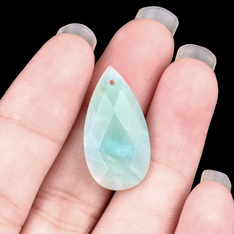 2062-Natural pó cristal ametista gota de água corte rosto DIY colar brincos pingente jóias pingente acessórios