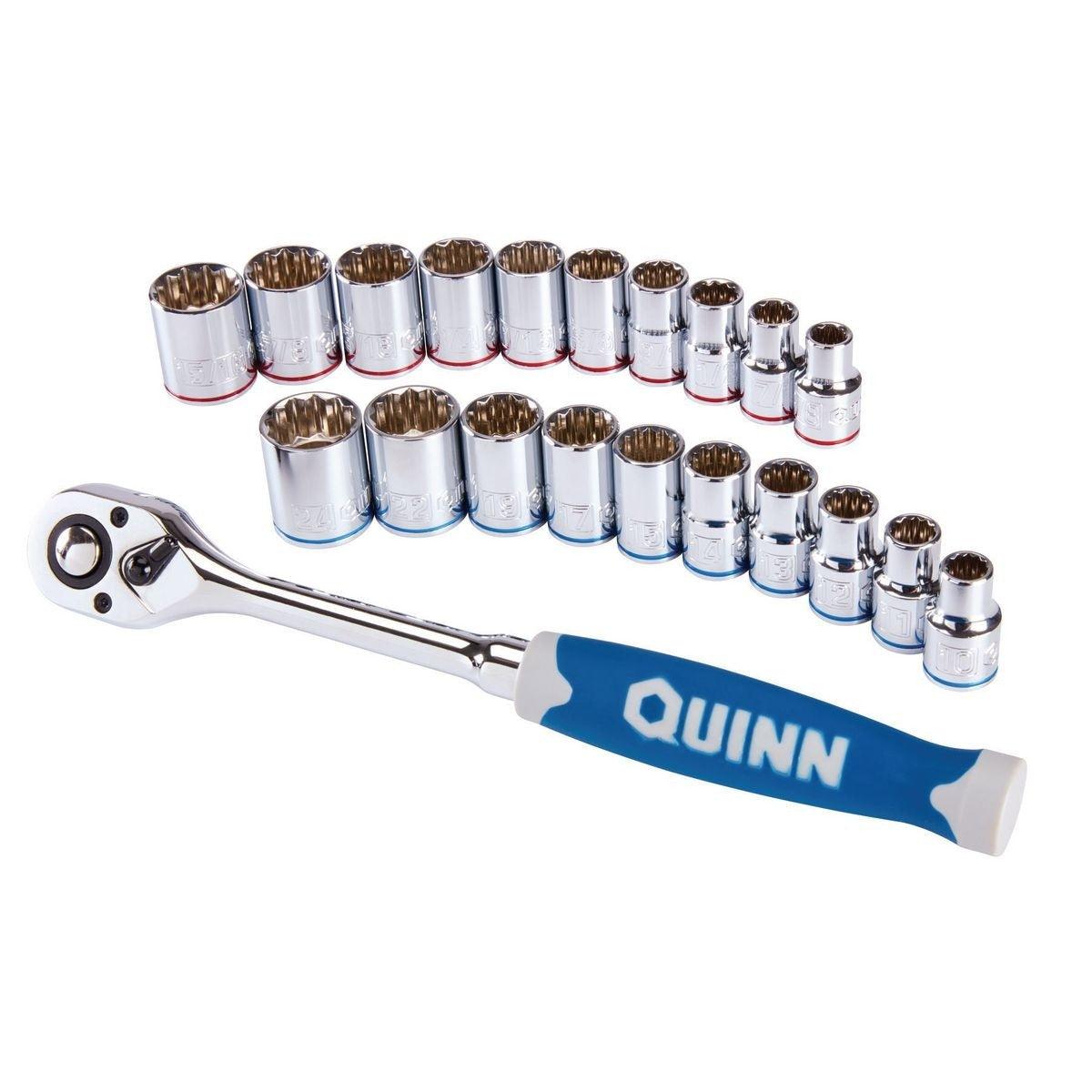 1/2 in. Drive SAE & Metric Chrome Socket and Ratchet Set, 21 Pc.