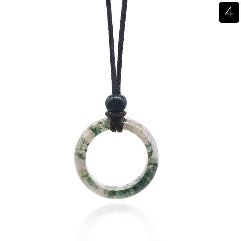 1435-Colar de Anel de Pedra de Cristal Natural Anel de Correr Clavícula Círculo Feminino Colar Simples Jóias