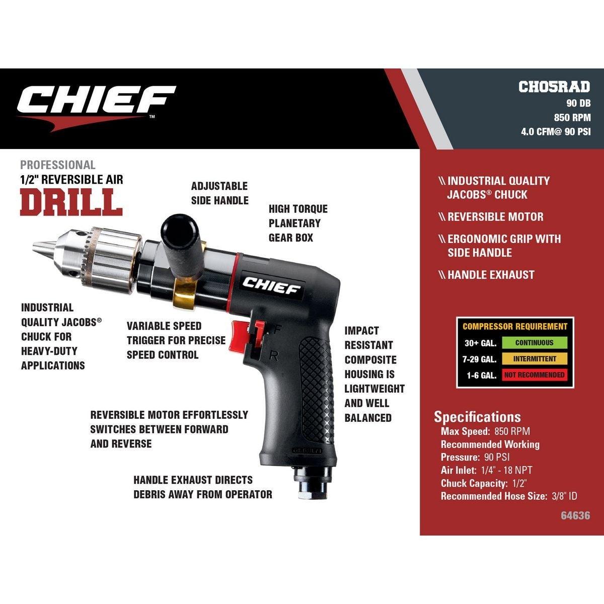 1/2 in. Professional Reversible Air Drill