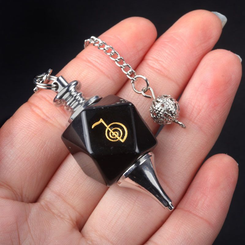 1758-Cho Ku Rei Pingente de Pêndulo de Símbolo de Poder Pedra de Cristal Reiki Runas Meditação Pêndulo