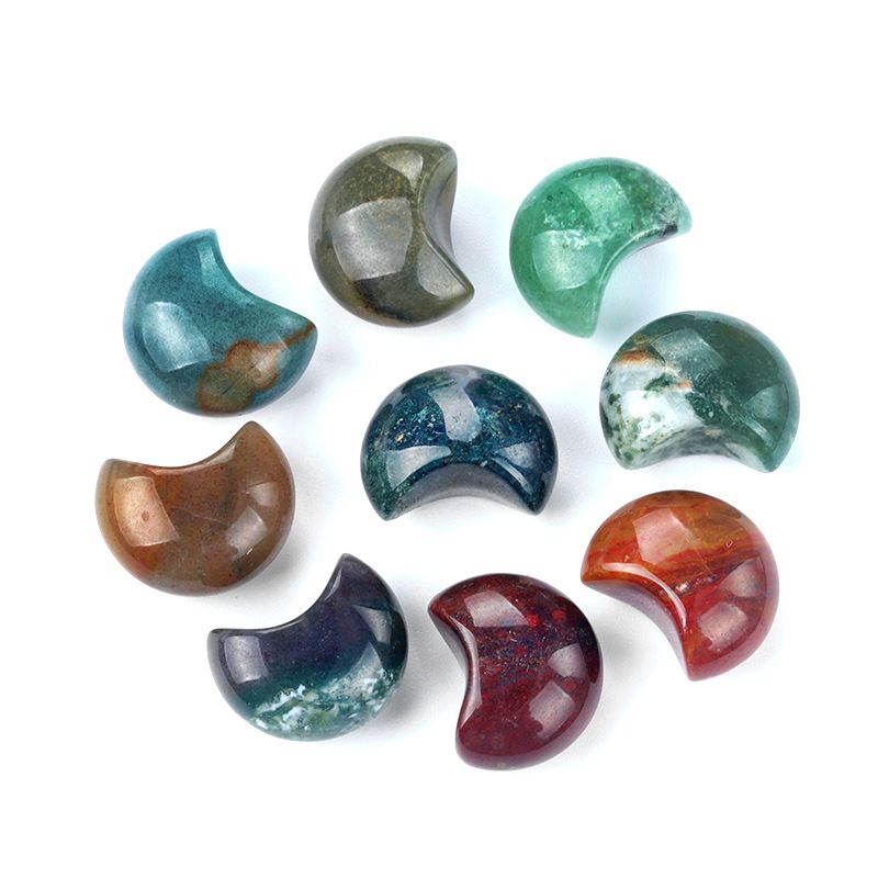 1748-15Mm mini lua pequena não porosa, pedra de ágata de cristal natural pequeno crescente DIY jóias material decorativo