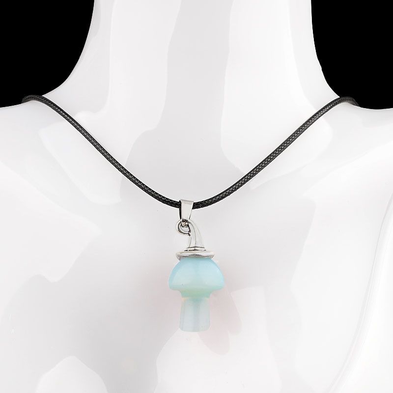 Pingente De Cogumelo De Chapéu De Bruxa De Cristal Natural
