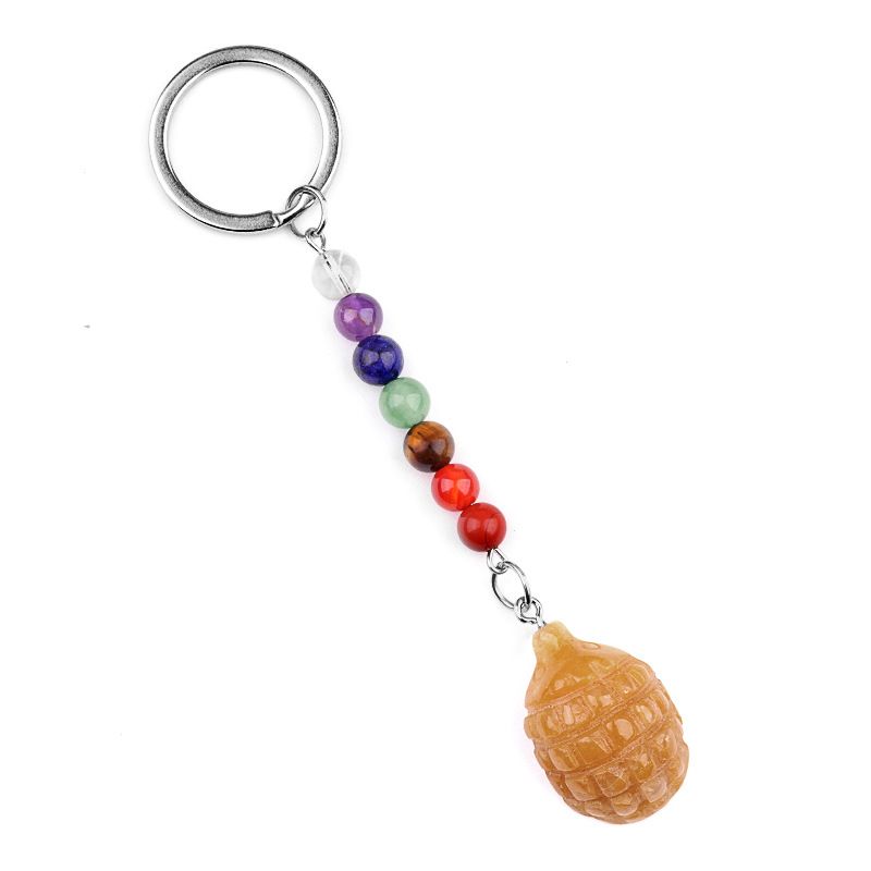 2018--1Em Mini Pequeno Hedgehog Chakra Chaveiro, Pingente De Pequeno Animal De Pedra De Ágata De Cristal Natural