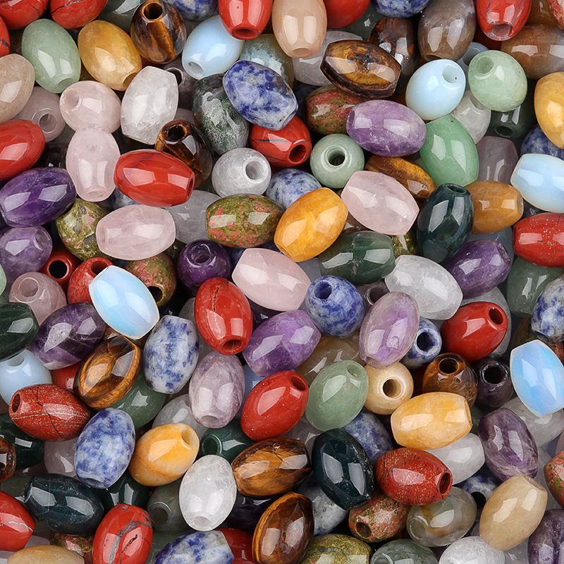 2323-Grânulos de Buraco Grande Grânulos Soltos de Cristal 13x18 Buraco 4mm Grânulos de Arroz Pedra de Ágata Grânulos Soltos DIY Acessórios de Jóias