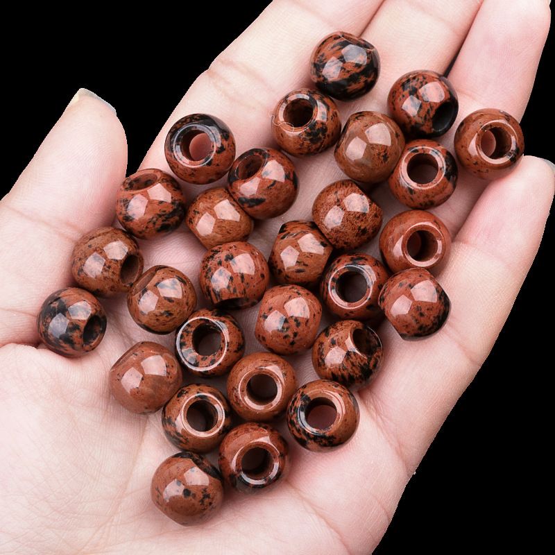317 - Contas de Grandes Furos, Contas Soltas de Ágata Cristalina, 12mm, 5mm, Contas Soltas de Pedra Natural de Grandes Furos, Materiais de Joias DIY Atacado