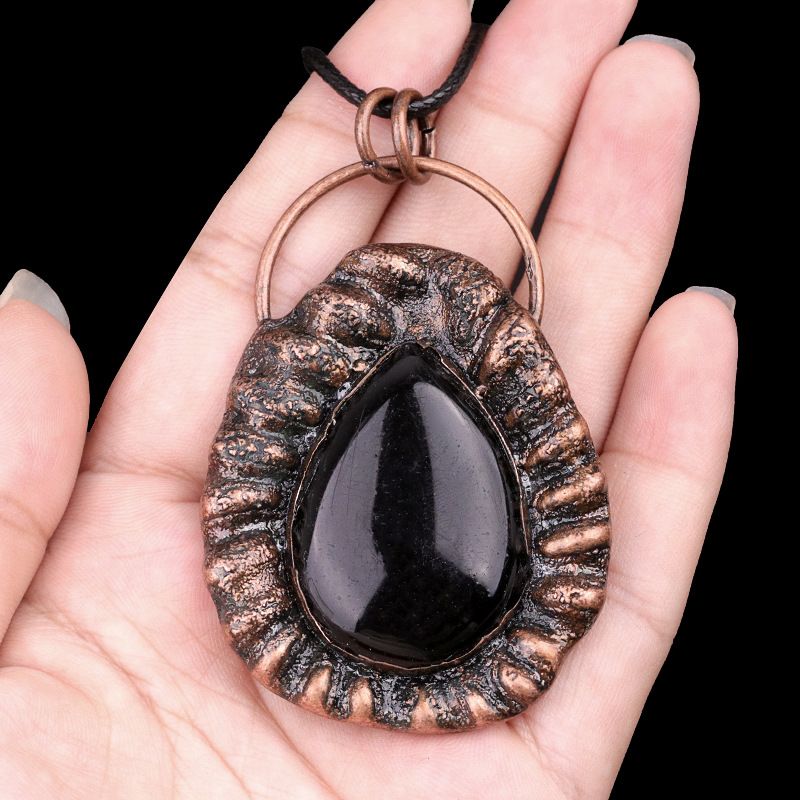 2156-Colar vintage de cristal de ágata incrustada em pedra semipreciosa colar de jóias versáteis da moda
