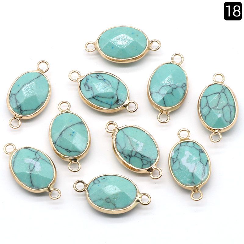 1379-Pingente de seção de bainha oval de ágata de cristal natural colar colar de furo duplo acessórios pulseira módulo