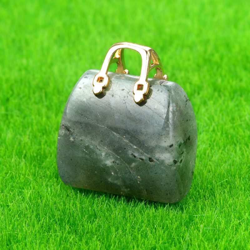 1710-Mini bolsa de pedra de cristal natural, pingente de ametista ins decoração de cristal em pó de vento criatividade