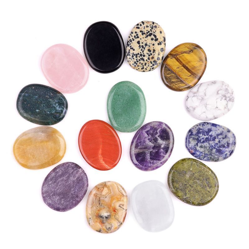 1537 Pingente oval oval duplo plano Worrystone irregular com letras ovais de cristal natural