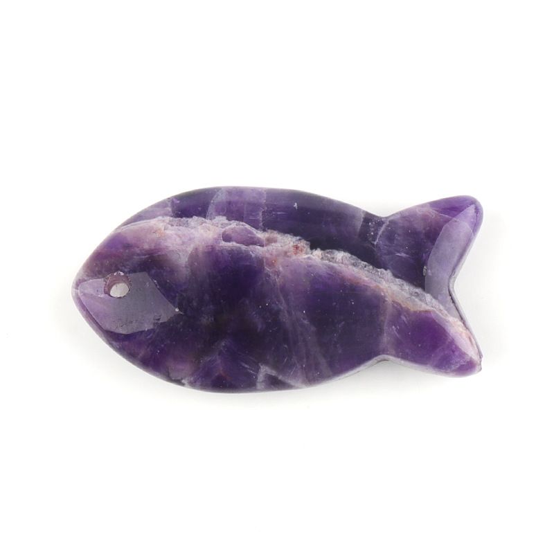 Atacado transfronteiriço 38mm cristal natural pingente de peixe pequeno DIY pedra criativa perfurada ágata pedra colar em forma de peixe