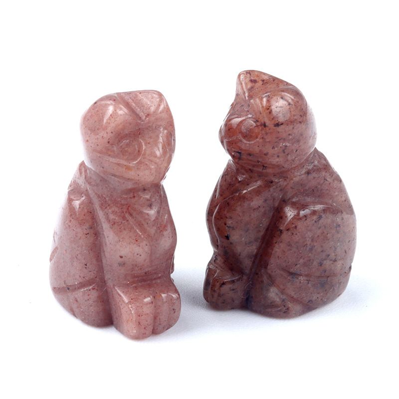 1659-1 polegada de gatinho esculpido em cristal natural de ágata semipreciosa escultura de animais em pé com mini decoração