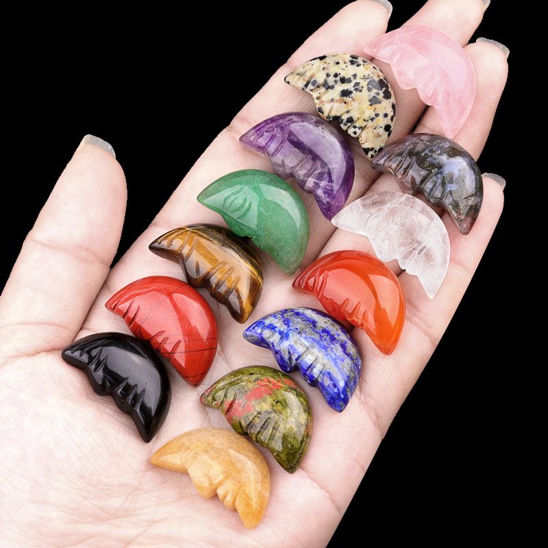 1555-Pedra de ágata de cristal natural gravada rosto 25mm lua não porosa DIY vela perfumada material de jóias
