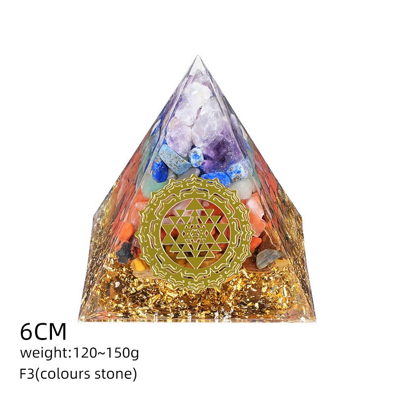 6Cm cristal bola pirâmide ornamento de mesa Chakra Yoga Meditação Resina Yoga Meditação Resina Epóxi