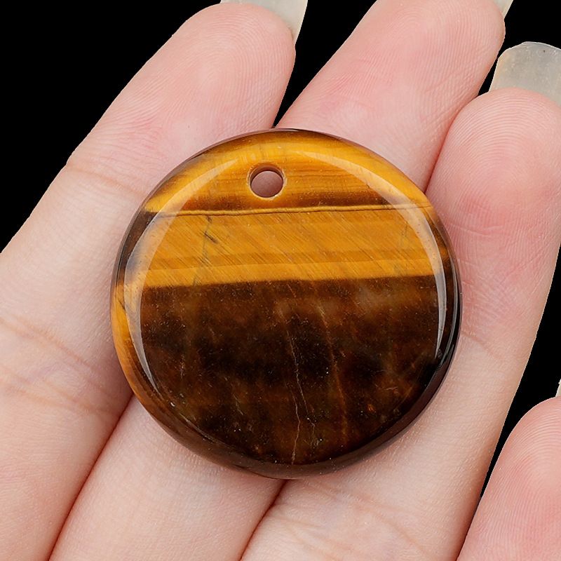 Pingente de pedra de cristal natural peça redonda de energia de pedra 30mm pode ser gravado DIY acessórios de jóias ornamento atacado