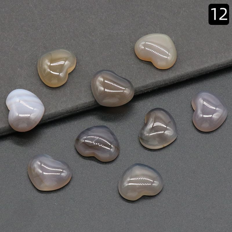 1221-15 × 18mm superfície do anel de amor, forma de coração curvado único de cristal natural, coração plano de pêssego DIY incrustado em pedra solta