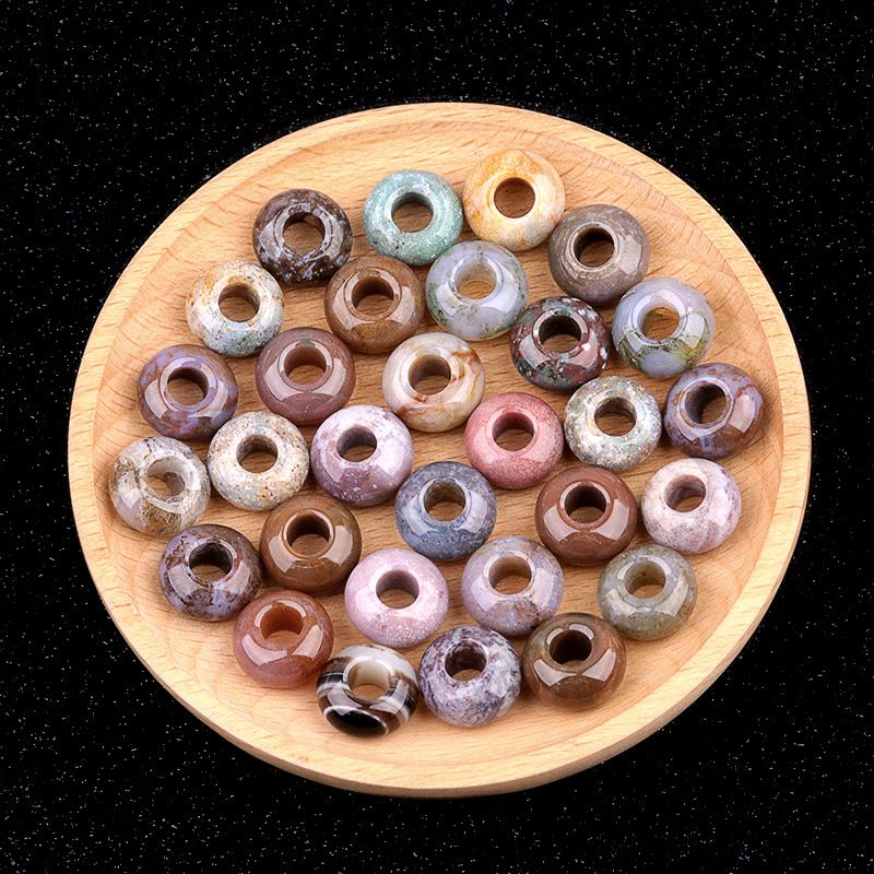 325-Grânulos de orifícios grandes 8 * 14mm de cristal de ábaco de ágata material de acessórios tecidos à mão DIY