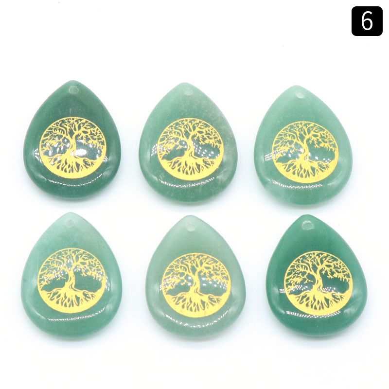 1140-Pedra de cristal natural esculpida gota d 'água árvore da vida pingente árvore criativa DIY jóias pingente de moda popular