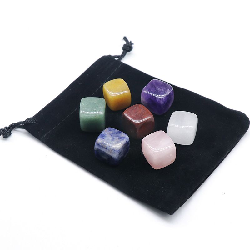 950-Cubo de Pedra Colorida, Ágata Ametista Olho de Tigre em Pó Cristal Cristal Branco Chakra Yoga Stone