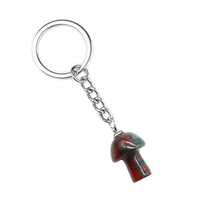 1324-Pedra de cristal natural de ágata 2cm pequeno cogumelo chaveiro pingente bonito saco de jóias pingente pequeno presente
