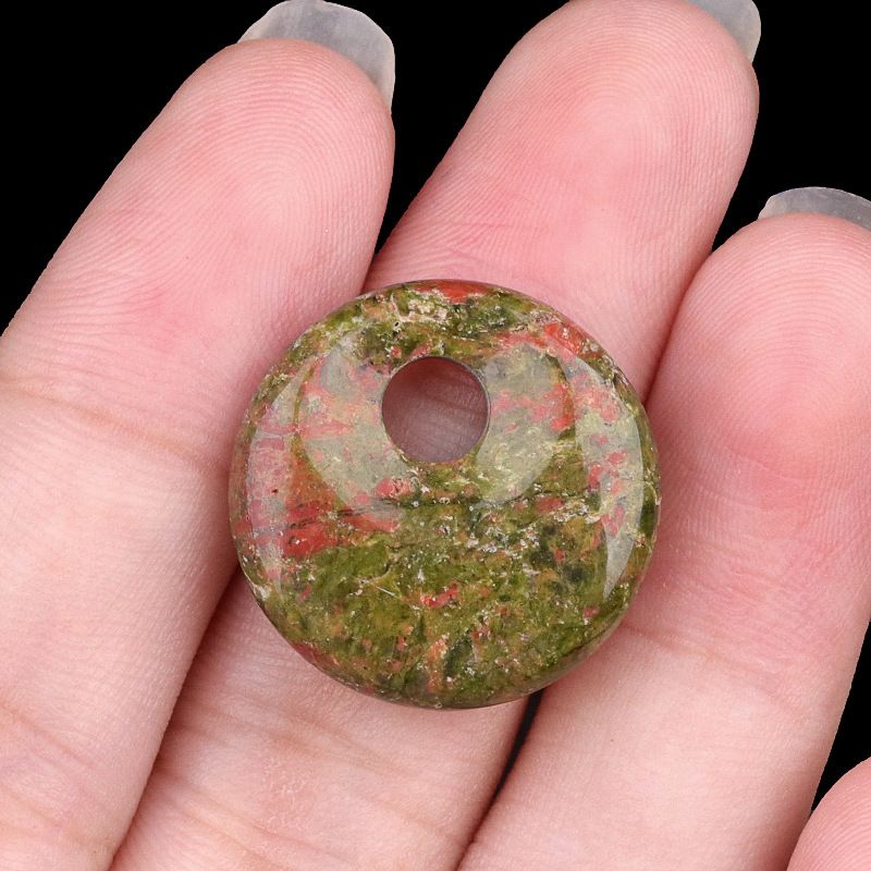 2303-20mm Pedra de Cristal Natural com Furo de Paz Pingente Fivela Princesa Acessório Nostálgico DIY