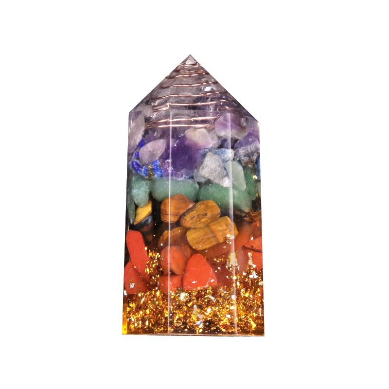 2134-Cristal Artesanato Cristal Natural Pulseira Colorida Cascalho Hexagonal Pilar Pirâmide Conjunto de Pêndulo