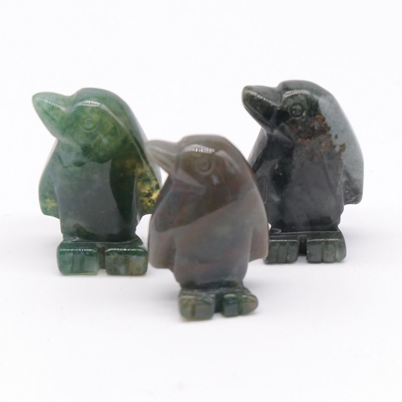 1607 a 1in de pedra de ágata de cristal de pinguim mini escultura animal pequeno pedra semi-preciosa artesanato ornamento de pinguim