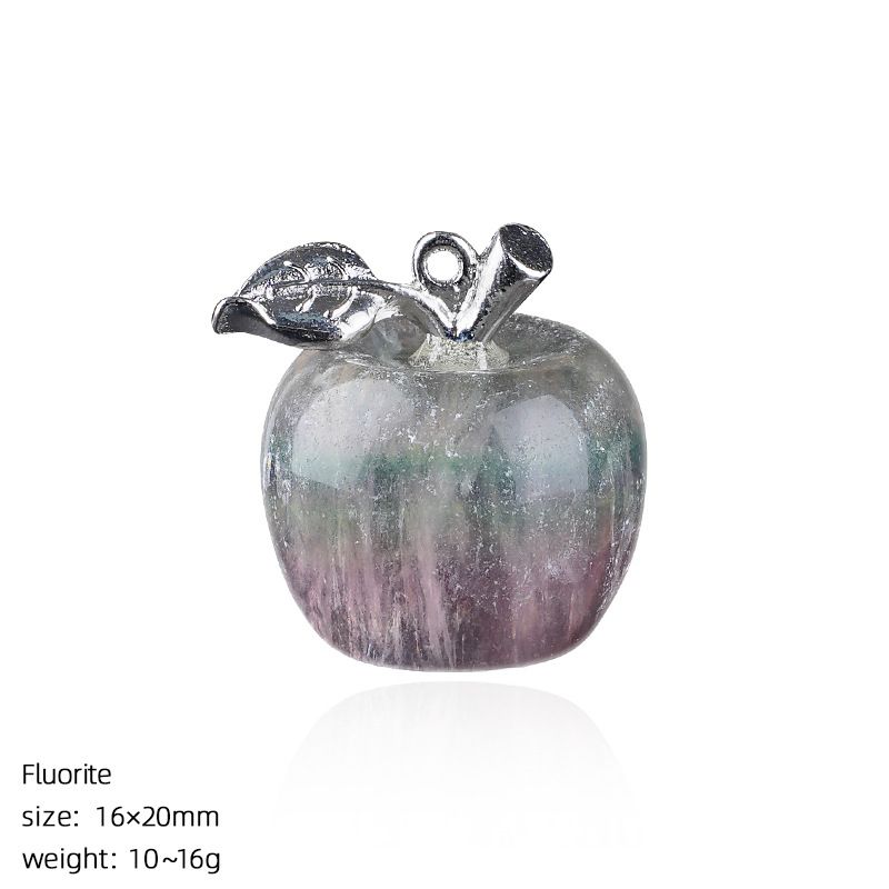 Maçã de cristal natural de 20Mm, colar artesanal de presente de Natal de véspera de Natal, pingente de maçã pequena de pedra natural.